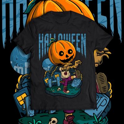 QIเสื้อยืดฮาโลวีน เสื้อฮาโลวีน Halloween T-SHIRT เสื้อยืดเด็ก เสื้อยืดผู้ใหญ่ ชุดพ่อ-แม่ลูก การเข้ารหัส:Ai-019