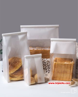 (สินค้าขายต่อใบ) พร้อมส่ง ถุงขนมปัง ถุงกระดาษใส่ขนมปัง ถุงครัวซองค์ ถุงโดนัท ถุงคุกกี้