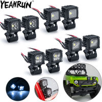 YEAHRUN RC รถหลังคาแสงชั้นวางกระเป๋าด้านข้างไฟ LED สปอตไลสำหรับ110 118 124 Axial SCX10 SCX24 TRX4M TRX4 TRX6 Tamiya