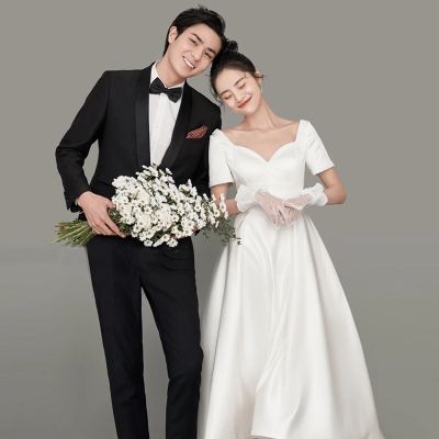 ผ้าคลุมท้องเอวสูงชุดแต่งงานคุณแม่เกาหลีผ้าตาข่ายบางเบาแบบเรียบง่าย Qs934เจ้าสาว
