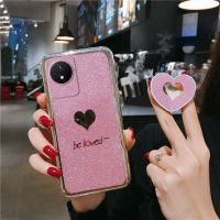 เคสพร้อมเคส Vivo Y02ฝาครอบเลื่อมมันวาวซิลิโคนอ่อนดีไซน์สวยเคสใส่โทรศัพท์ Vivo ฝาครอบโทรศัพท์ vivo Y02ที่วางโทรศัพท์ Pop-Up