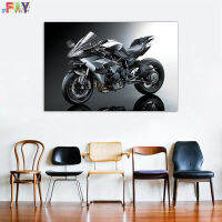 รถจักรยานยนต์ FAY-Kawasaki Ninja H2R โปสเตอร์ผ้าใบภาพศิลปะตกแต่งผนัง0725E1