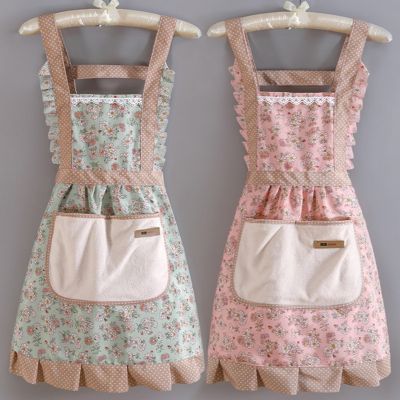 Cotton Canvas Floral Style Home Kitchen Fashion Apron Cooking Female Adult Waist Thin Breathable Male Work