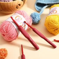 【YF】 2mm-6mm Red Silicone Crochet Hooks Knitting Needle Handle Frosted Aluminum Hook Head Sweater Sewing Tools