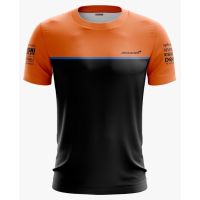 เสื้อ McLaren สีดำและสีส้มเสื้อยืดสำหรับทั้งหญิงและชายแฟชั่นใหม่เสื้อยืดกีฬาแขนสั้นขายดีเสื้อยืด3D ดั้งเดิม