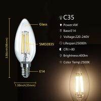 6ชิ้น/ล็อต C35หลอดไส้เอดิสันย้อนยุค4W E14 B22รวมจับคู่ Bombillas 220V-240V โคมไฟวินเทจของตกแต่งบ้าน2700K 4000K