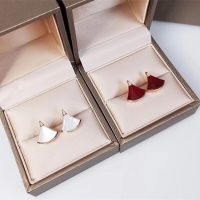 Rose Gold White Shell Mini Skirt Earrings Women Luxury Fan Shape Fashion Brand High End 925 Sterling Silver Jewelry