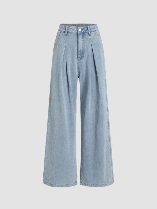 Cider Denim Pleated Wide Leg Jeans Lazada.co.th