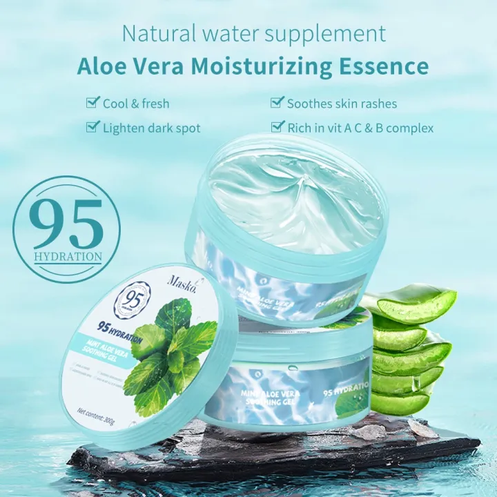 Masko. 95% Aloe Vera Mint Cooling Soothing Gel Moisturizing 300ml ...