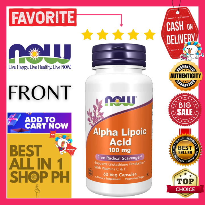 NOW Foods, Alpha Lipoic Acid, 100 mg, 60 Veg Capsules - Free Radical ...