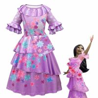 【Ins Shop】 Encanto Isabela Madrigal Cosplay Costume Dress for Kids Girls Childrens Halloween Party Performance Costumes Bags