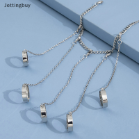 Jettingbuy】สร้อยข้อมือประดับพู่ทรงเรขาคณิตแนวพังค์พร้อมแหวนใส่นิ้วสำหรับผู้หญิงผู้ชายชุดเครื่องประดับแฟชั่นคู่ของขวัญ