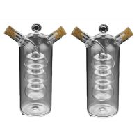 2X Double Layer Sauce Oil Bottle 2 in 1 Vinegar Glass Bottle Condiment Seasoning Sealed Kitchen Storage Bottles Jars