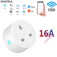 SMATRUL Tuya WiFi Smart Plug Socket UK 16A Adaptor Wireless Remote Control Power Energy Monitor Timer For Alexa Google Home