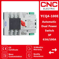 CNC YCQ4-100E3จุด63A100A พลังงานคู่สวิทช์โอนอัตโนมัติ AC 220โวลต์8kA ราง Din ATS สวิทช์พลังงานอย่างต่อเนื่อง