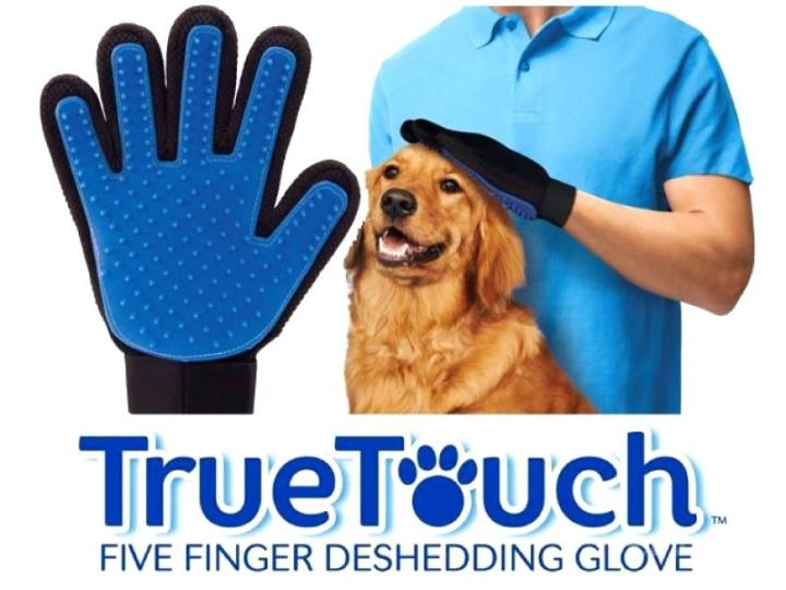 true-touch-ถุงมือแปรงขนสุนัขและแมว-หวีขนสุนัขและขนแมว-ลดปัญหาขนร่วงกระจาย-และไม่ทำให้สัตว์เลี้ยงรู้สึกเจ็บเมื่อแปรงขน