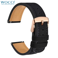 WOCCI Top Grain หนัง Nubuck สายนาฬิกา18มม. 20มม. 22มม. สำหรับผู้ชายผู้หญิง Rosegold หัวเข็มขัดสำหรับ Samsung Galaxy นาฬิกา Active