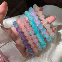 สีสวยมาก! กำไลข้อมือไล่ระดับสีมีความยืดหยุ่นเลียนแบบสีของวุ้นลูกปัดแก้ว Bodhi สร้อยข้อมือลูกปัดสาวหวาน