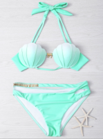 บิกินี่ Bikini ชุดว่ายน้ำบิกินี่ ทูพีซ Little Mermaid สีเขียว สวยเซ็กซี่ริมทะเล