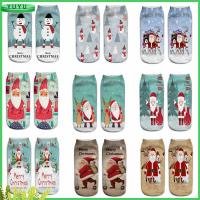 YUYU Fashion Cute Christmas 3D Print Harajuku Santa Claus Boat Socks Cotton Low Cut Stocking