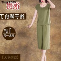 ☃ Spring/summer dress coat suits silk 7 minutes of the new fashion middle-aged elderly leisure two-piece with short sleeves