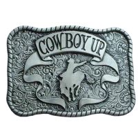 Cowboy Up Belt Buckle with Pewter Finished Western Belt Buckles Suitable for 4cm Width Belt Belts