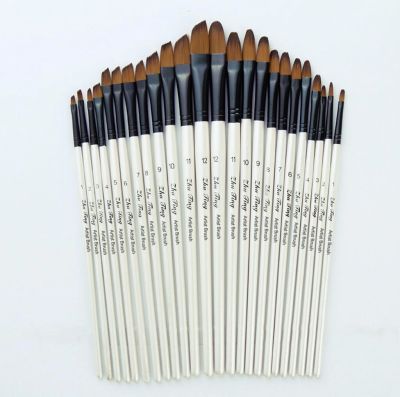 White 12PCS Paint Brush Design Of Flat/Round/Slant/Hook Line Brushes For Watercolor Oil Gouache Painting School Office Supply #J Paint Tools Accessori