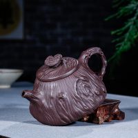 Yixing purple clay teapot raw ore purple clay handmade for spring stone scoop pot Kungfu tea set teapot 270ml