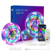 5/7.5/10M Dreamcolor USB Led แถบไฟ LED ไฟ Strip ด้วยรีโมทคอนโทรล RGBIC ไฟเปลี่ยนสีบลูทูธเพลง Sync App ควบคุม Rainbow ไฟ Led สำหรับห้องนอนห้องนั่งเล่น