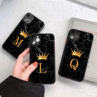 [Phone case] Lovebay Crown Letter Matte เคสโทรศัพท์สำหรับ iPhone 11 12 Pro Max 7 8 Plus XS Max X XR SE 2020 12 Mini Simple Initials Marble Cover