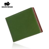 BISONDENIM Fashion Leather Wallet Men Women Luxury Slim Purse Business Foldable Wallet Man Card Holder Coin Pocket Clutch