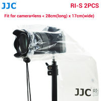 JJC RI-S เสื้อกันฝนสำหรับกล้อง (แพ็ค 2 ชิ้น), กล้อง DSLR และกล้องมิเรอร์เลส ผ้าคลุมกันฝนแบบใส, กล้องมองทะลุได้อย่างสมบูรณ์, ตัวป้องกันกล้องกันฝนแบบแขนปรับได้สำหรับกล้อง DSL สากล Canon Nikon Sony Fujifilm Panasonic Olympus