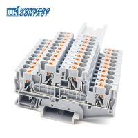 5Pcs PTTB 4 Double Level PT 4mm Cable Push-In Connection Electr Termin Wire Connector Electrical Din Rail Terminal Block PTTB4