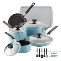 15-Piece Aluminum Non Stick Pots and Pans Set/Cookware Set Cooking Pots with Glass Lids Covered Saucepans Dutch Oven