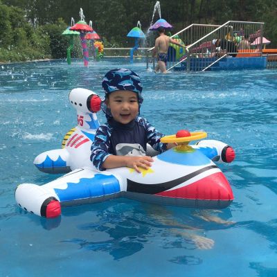 Airplane shape Infant Float Pool Swimming Ring Inflatable Circle Baby Seat with Steering Wheel Summer Beach Party Pool Toys