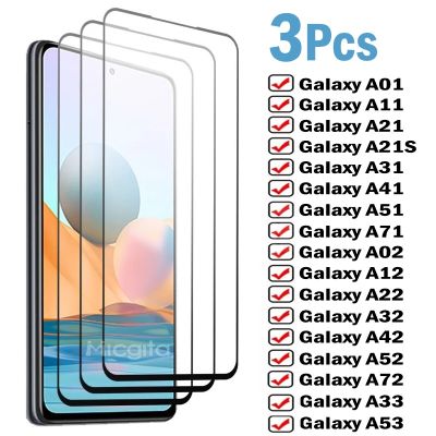 กระจกนิรภัยสำหรับ [spot goods]Samsung Galaxy A21 A21S A01 A11 A41,A51 A71 A31ปกป้องหน้าจอ A22 A32 A52 A02S A12 A33กระจก A53