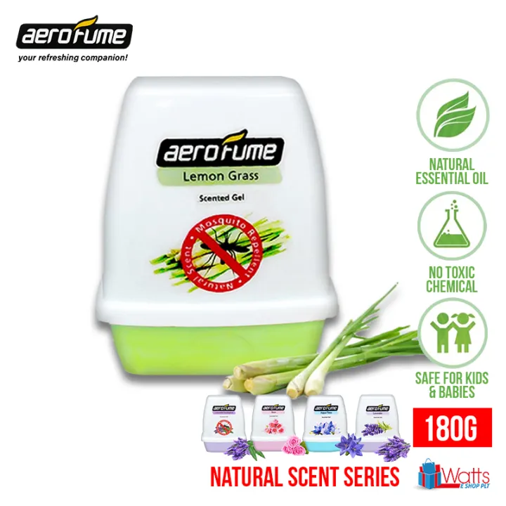 Aerofume Scented Gel Air Freshener Lemon Grass Mosquito Repellent Lavender Eucalyptus Rose 6469