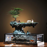 น้ำพุตั้งโต๊ะ เดสก์ท็อปน้ำพุน้ำตกจำลองภูมิทัศน์ Rockery หินสัตว์ Fish TANK Aquarium ตกแต่งสำหรับห้องนั่งเล่น, สำนักงาน, ห้องโถง