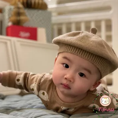 Mũ cho bé chất liệu len MIMIKIDS kiểu dáng basic phong cách Hàn Quốc nón dành cho trẻ từ 6 tháng đến 3 tuổi MN79