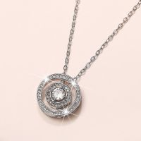 Huitan New Trend Circle Pendant with CZ Necklace for Women Fancy Daily Wear Accessories Fashion Versatile Female Wedding Jewelry