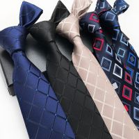 Luxury 8cm Men 39;s Classic Tie Silk Jacquard Woven Plaid Check Striped Cravatta Ties Man Bridegroom Business Necktie Accessories