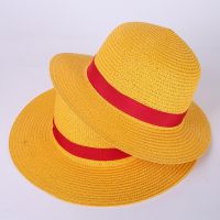 【CC】 Piece Luffy Hat Anime Cartoon Cap Breathable Beach Hats Wide Brim UV Protection Caps