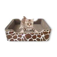 KING PET ที่นอนลับเล็บแมวสี่เหลี่ยม ลายยีราฟ ขนาด 45x34x12 ซม. พร้อม Catnip ขนาด 3 กรัม บริการเก็บเงินปลายทาง สำหรับคุณ