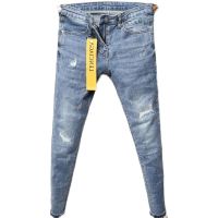 jeans for men 2021 brand Ripped hole guy cowboy stretch skinny School teenagers Blue hip hop foot pencil pants man