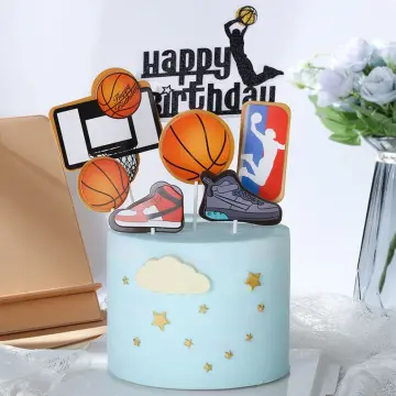 1pc Paper Cake Topper, Creative Basketball & Letter Design Cake Top  Decoration For Birthday Party