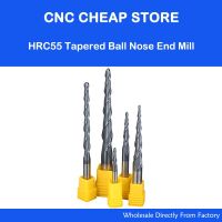 HRC55 ทังสเตนโซลิดคาร์ไบด์ D4-12mm NANO เคลือบเรียวลูกจมูก End Mill เครื่องตัดกรวยเรียว CNC woodworking router bit