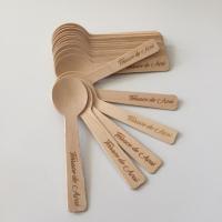 100pcs Customized Wooden Mini Spoons with Text Disposable Birch Wood Teaspoons Coffee Bar Spoons Eco-friendly Food Grade