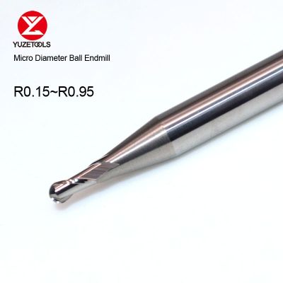 ดอกเอ็นมิลคาร์ไบด์สองขลุ่ยไมโครบอลจมูก End Mill R0.15-R0.95 TiCN เคลือบทังสเตนคาร์ไบด์มิลลิ่งบิตเครื่อง CNC เราเตอร์