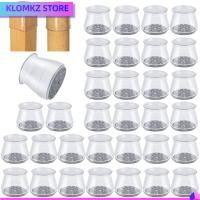 KLOMKZ 32 Pcs ซิลิโคนทำจากซิลิโคน ตัวป้องกันขาเก้าอี้ โปร่งใสโปร่งใส รู้สึกเหมือนอยู่ แผ่นรองขาเฟอร์นิเจอร์ ทนทานต่อการใช้งาน กลมกลมๆ ตัวป้องกันขาเก้าอี้สตูล พื้นไม้เนื้อแข็ง