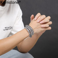 Kemstone 316L สแตนเลสชายงูหลายชั้นเปิดกำไลข้อมือสร้อยข้อมือเครื่องประดับของขวัญสำหรับผู้ชาย